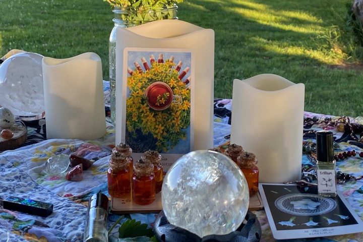 a close up of a picnic table