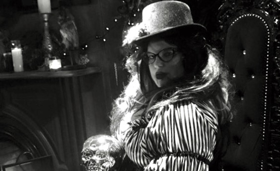 a person wearing a black hat